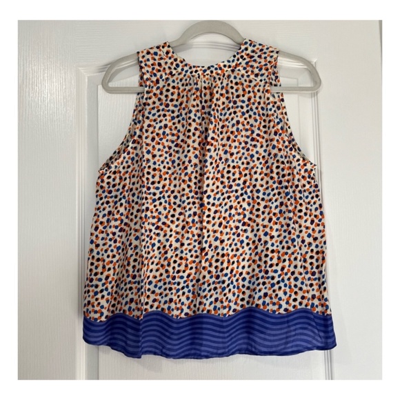 Maeve Anthropologie Emma Polka Dot Purple Orange Tank Top V Neck Blouse, Size 14 - Picture 2 of 10
